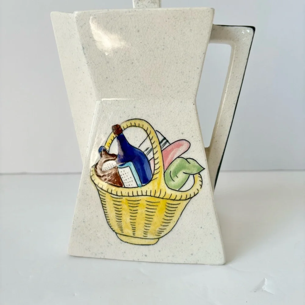 Vintage MCM Speckled Stoneware Coffee Pot & Creamer Set